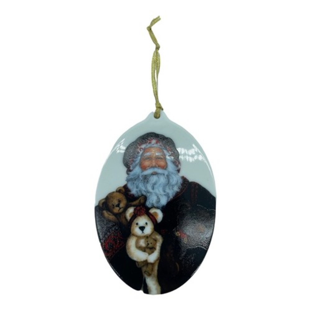 Pipka Teddy Bear Santa Ornament 2001 Porcelain Paint Brush Design 40007